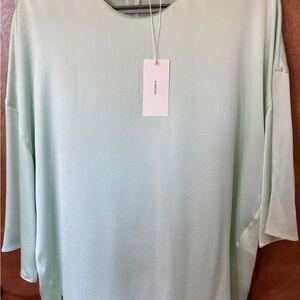 Vince Mint Green Blouse Relaxed 3/4 Sleeve NWT